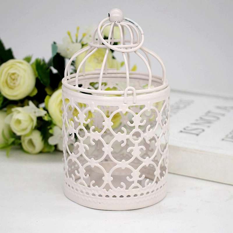 4 Pcs Candle Lanterns Bird Cage Metal Hollow Iron Candle Holder -a