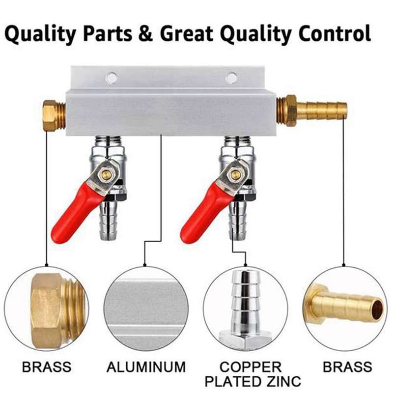 2-way Co2 Air Distribution Manifold Beer Barrel with Check Valve