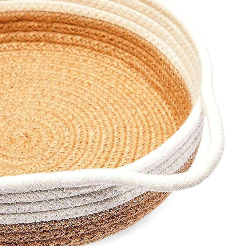 White Woven Fruit Basket Set with Handles (9.8 X 8.7 X 2.8inch,3pack)