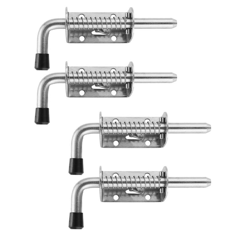 2pcs 5 Inch Stainless Steel Spring Loaded Latch Pin Barrel Bolt 2mm