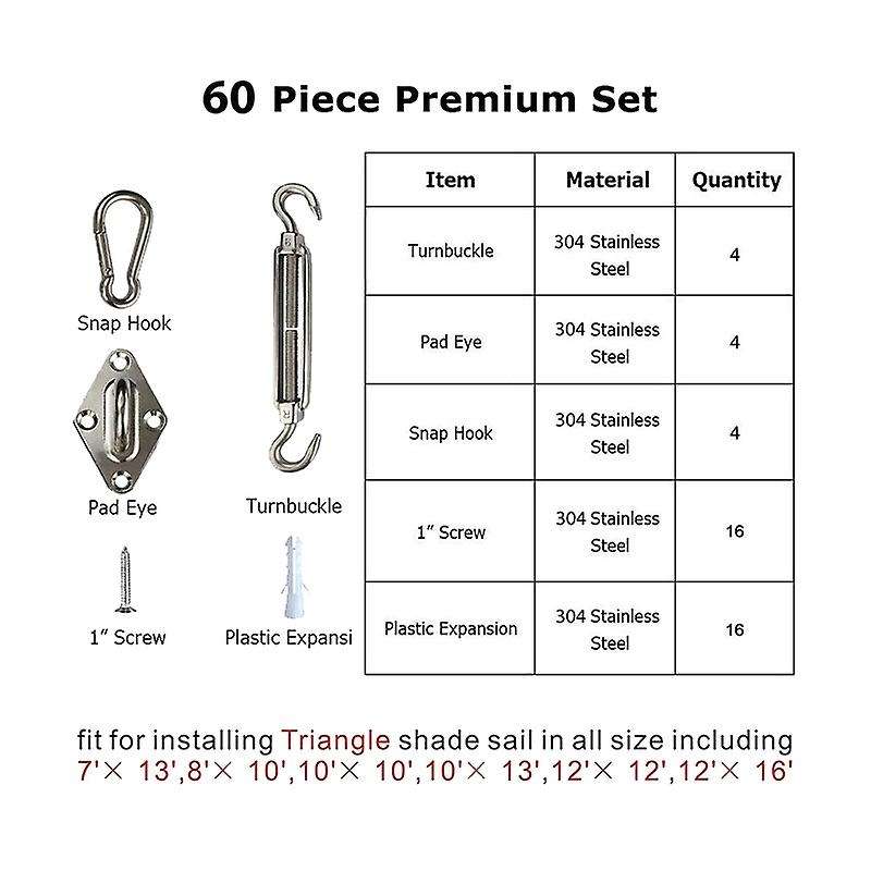 Sun Shade Sail Hardware Kit for Square/rectangle/triple-cornered
