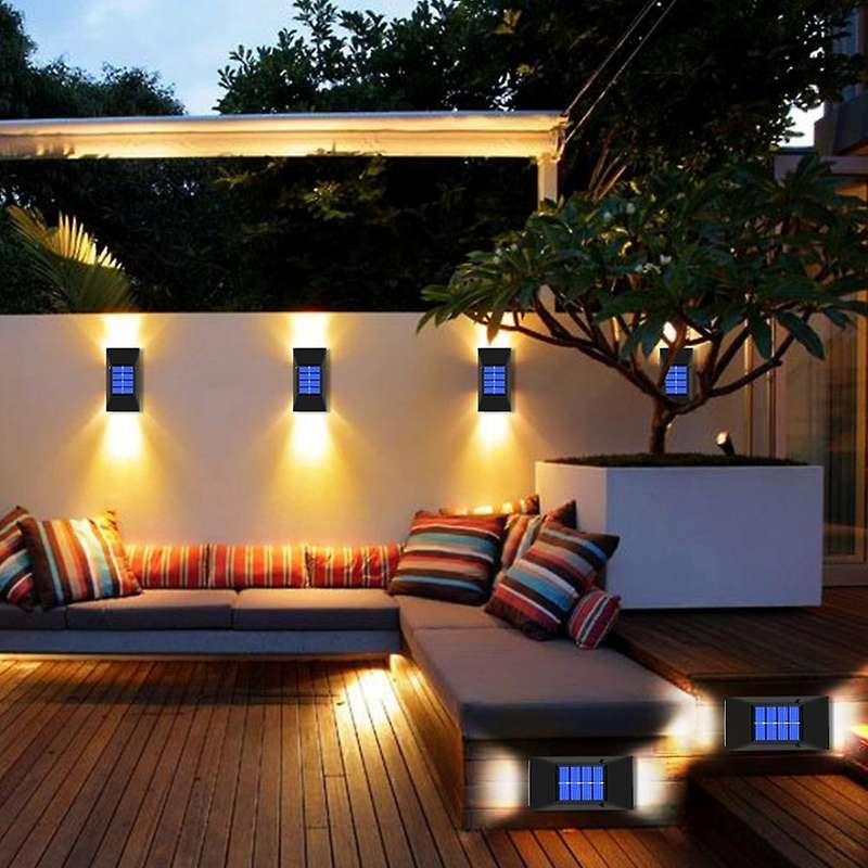 4pcs Outdoor Waterproof Wall Lamp Solar Street Light White Light