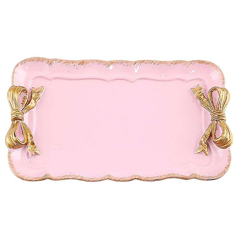 European Style Bow Cake Storage Trays Square Decor Tray 12x20cm White