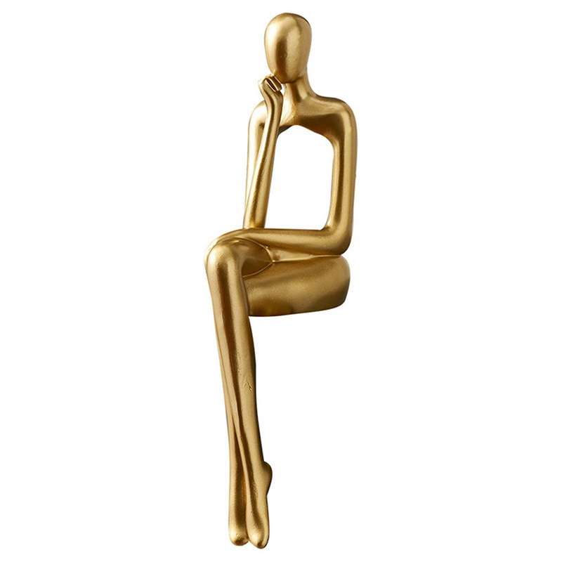Thinker Statue Abstract Figure Sculpture Small Resin Office Decor C