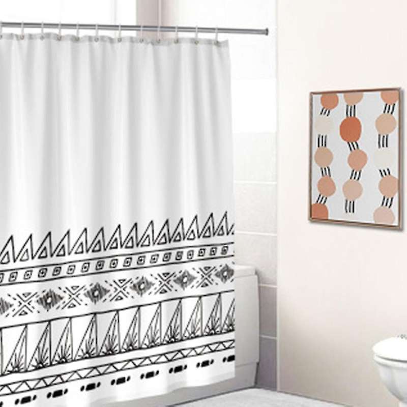 Bohemian Shower Curtain Black and White Geometric Shower Curtain