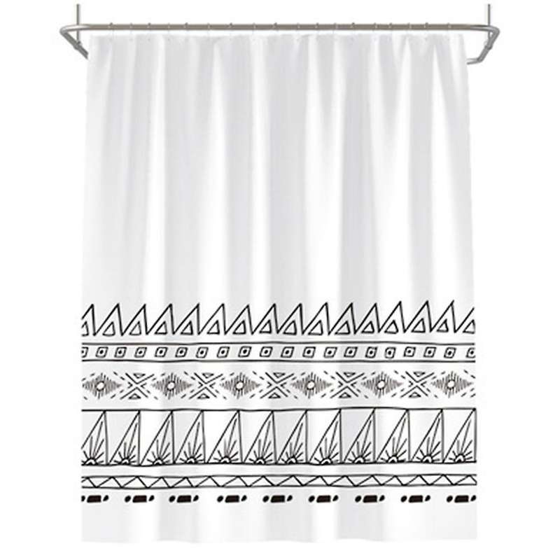 Bohemian Shower Curtain Black and White Geometric Shower Curtain