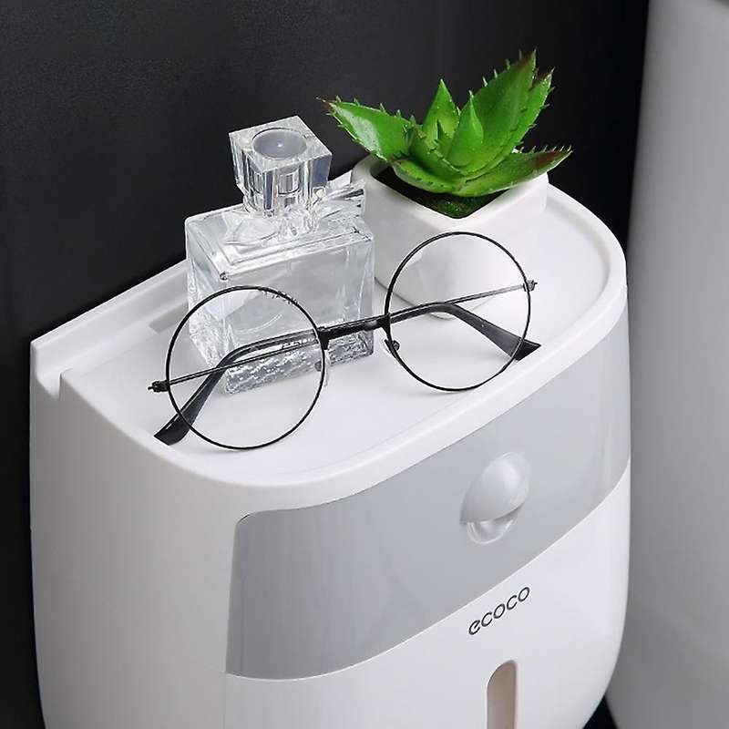 Ecoco Double Layer Toilet Paper Holder Storage Rack Tissue Box A