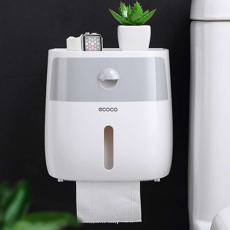 Ecoco Double Layer Toilet Paper Holder Storage Rack Tissue Box A