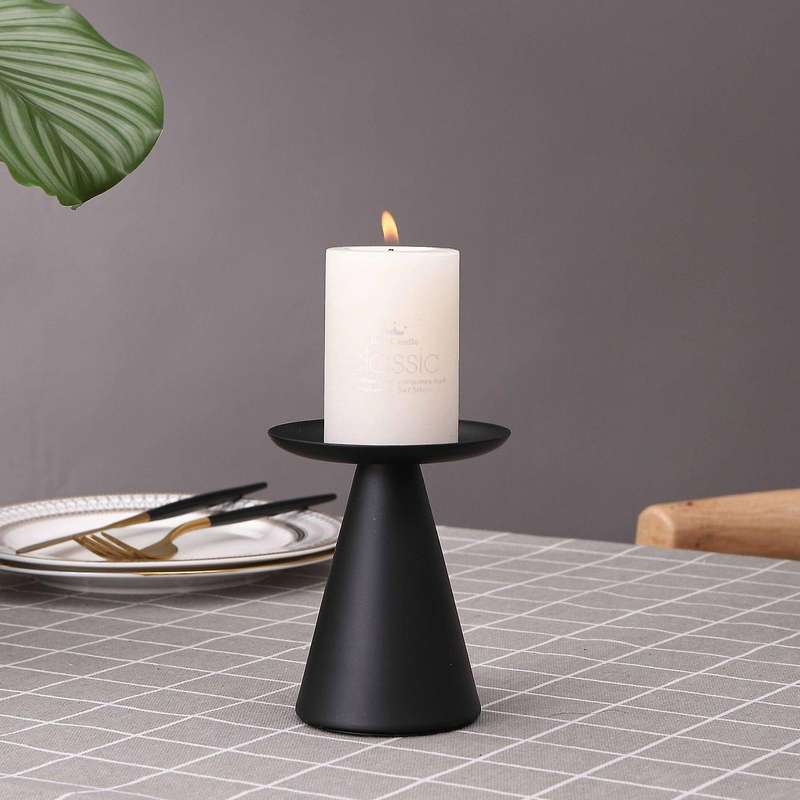 Black Candle Holders Set Of 3 for Candles Pillar for Table Decor