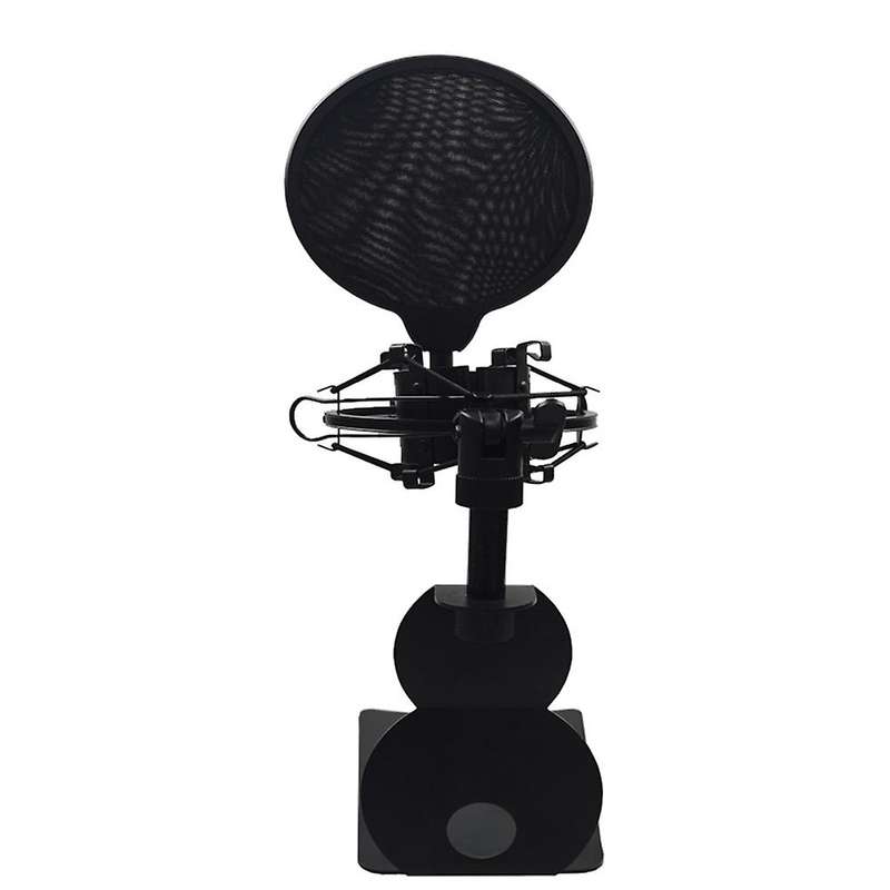 Microphone Holder with Windshield Shock Mount Non Slip Mic Bracket