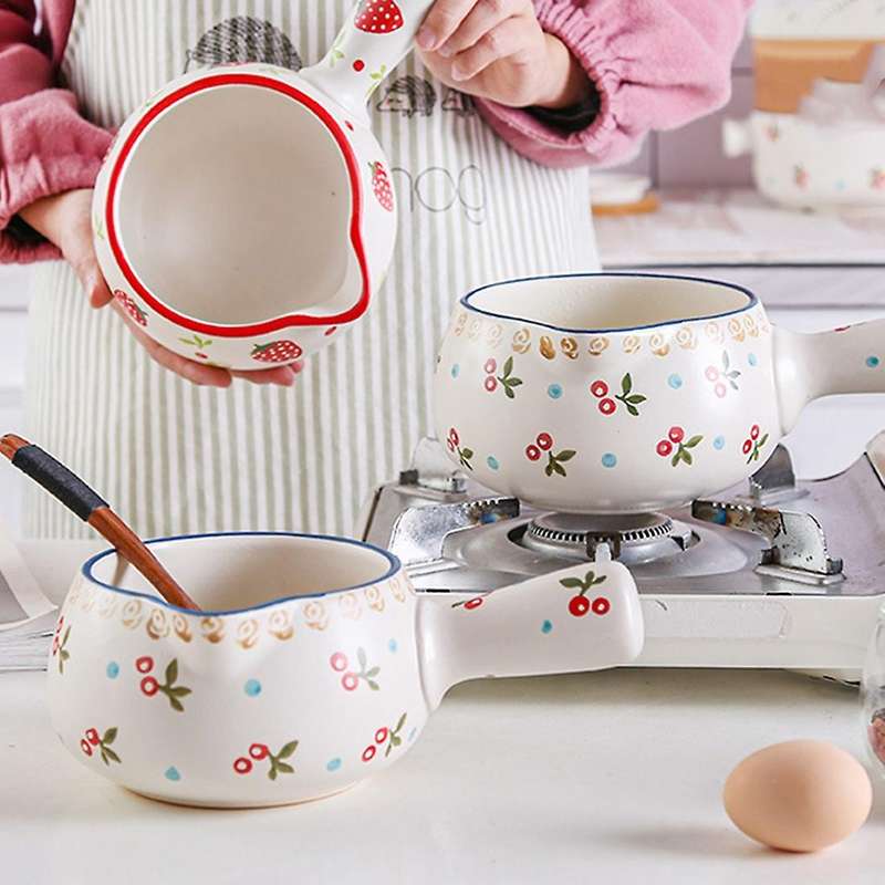 Milk Pot Butter Warmer Pot Microwave Cooking Pot Cherry
