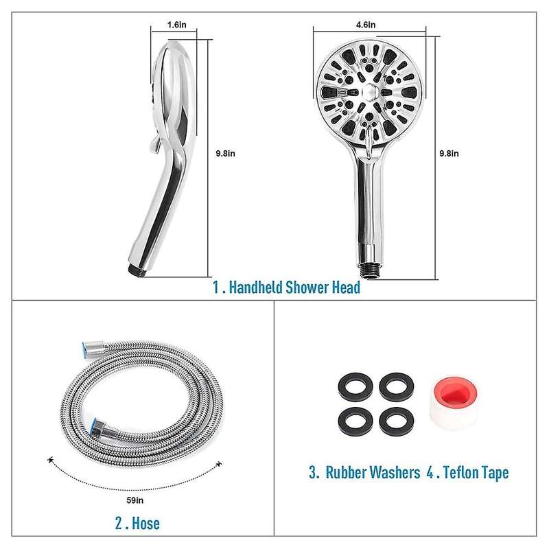 High Pressure Shower Head with Handheld,9 Spray Modes,for Shower Head