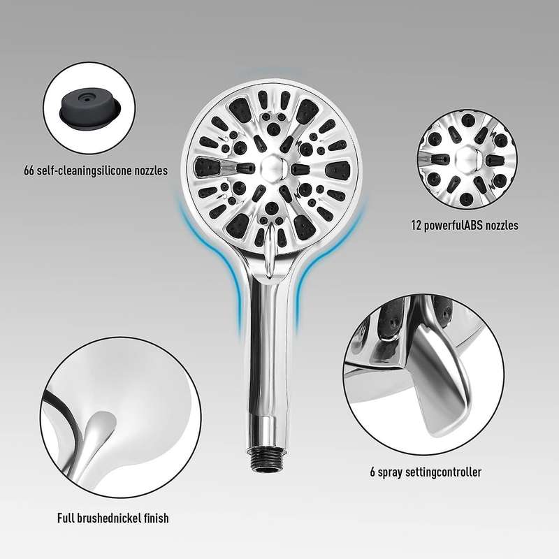High Pressure Shower Head with Handheld,9 Spray Modes,for Shower Head