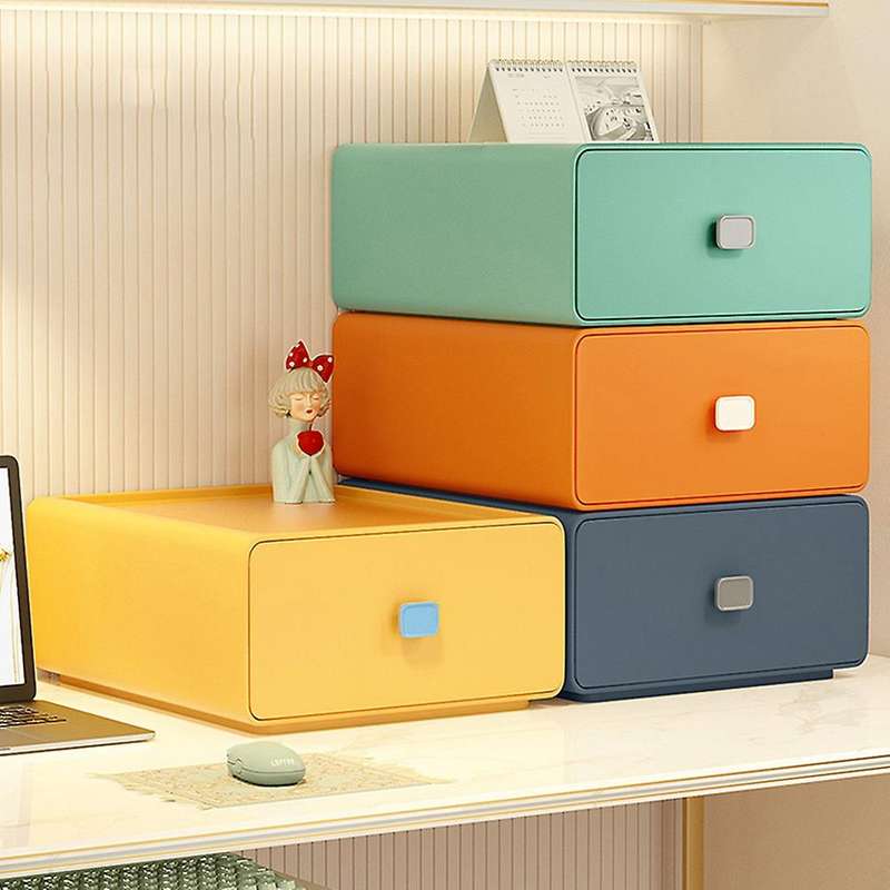 Colorful Desktop Stackable Storage Drawer Office Supplies Box 2