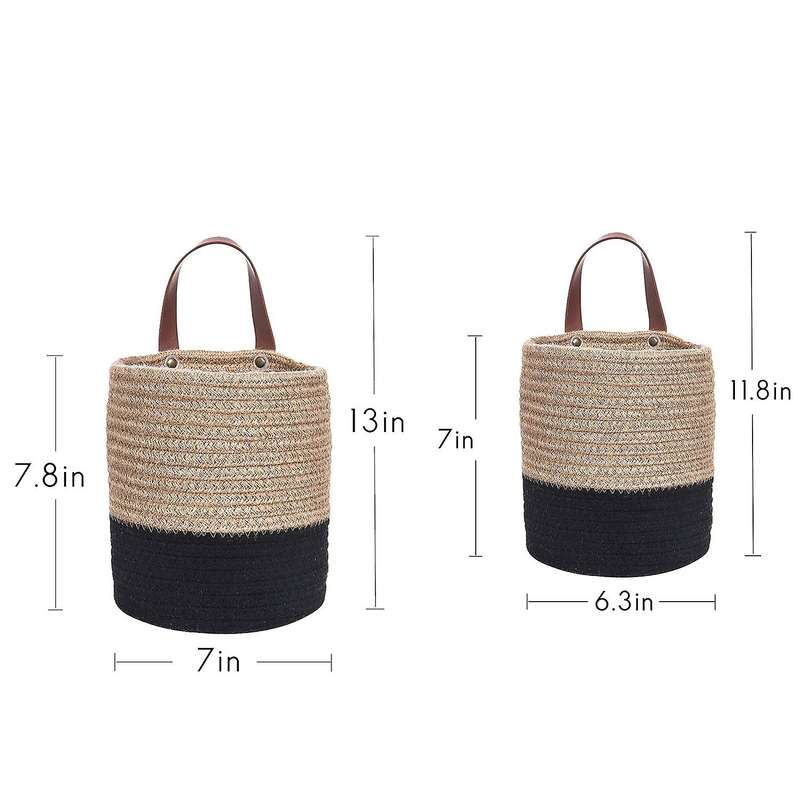 Wall Hanging Cotton Rope Basket with Handle for Flower Plants (s+l)