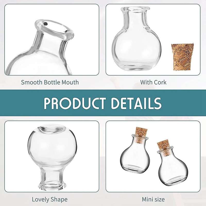 Transparent Glass Bottle Small Wish Bottle with Horn Nail String Cork
