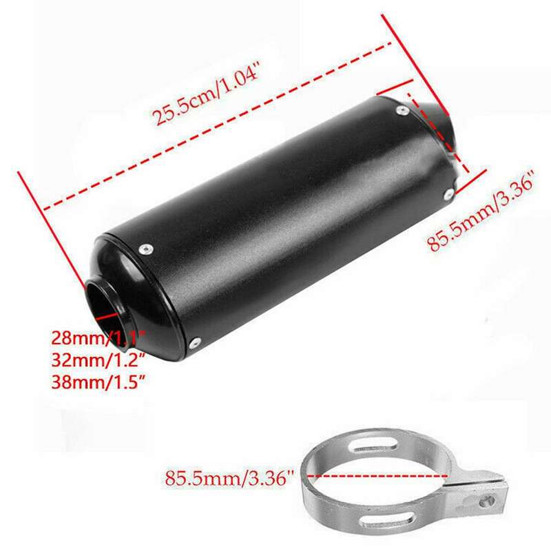 28mm Motorcycle Exhaust Muffler Pipe Kit Exhaust Racing Pipe Black