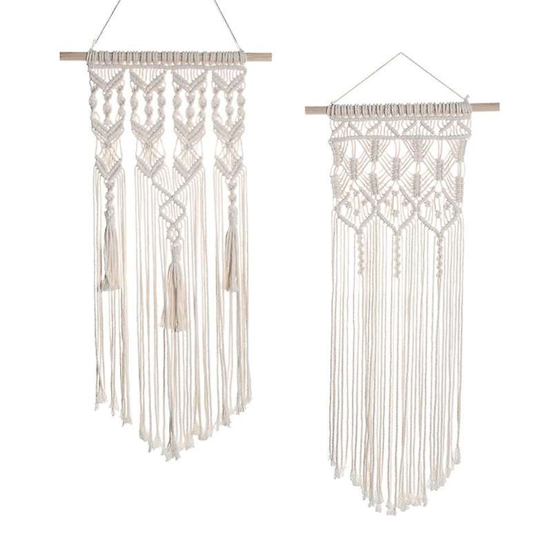 2 Pcs Macrame Woven Wall Hanging Boho Home Decor Bedroom Decoration