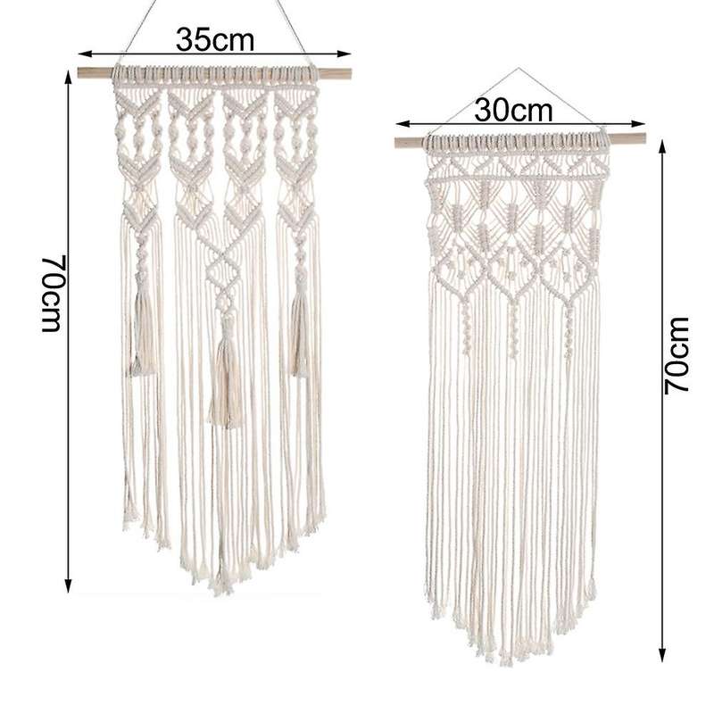 2 Pcs Macrame Woven Wall Hanging Boho Home Decor Bedroom Decoration