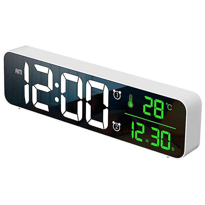 Digital Clock Led Screen Date &temp Display for Bedroom Bedside White