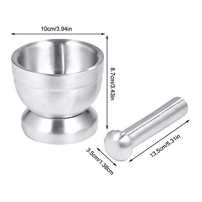 Stainless Steel Mortar Pestle Set Garlic Spice Grinder Kitchen Tool