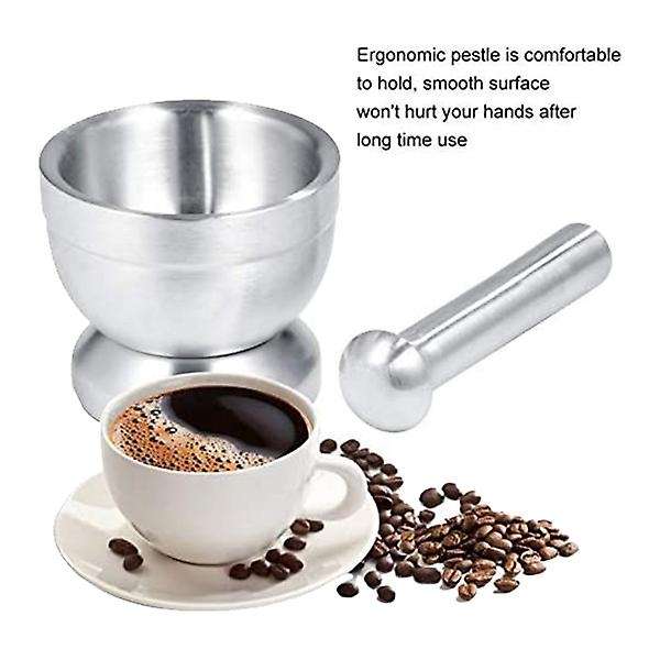 Stainless Steel Mortar Pestle Set Garlic Spice Grinder Kitchen Tool