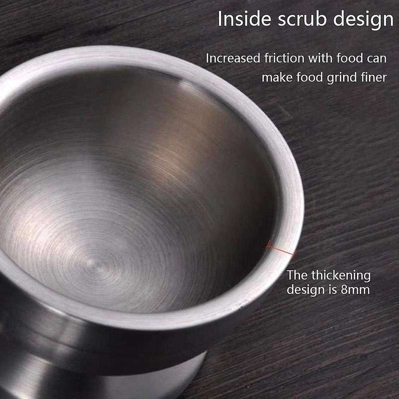 Stainless Steel Mortar Pestle Set Garlic Spice Grinder Kitchen Tool