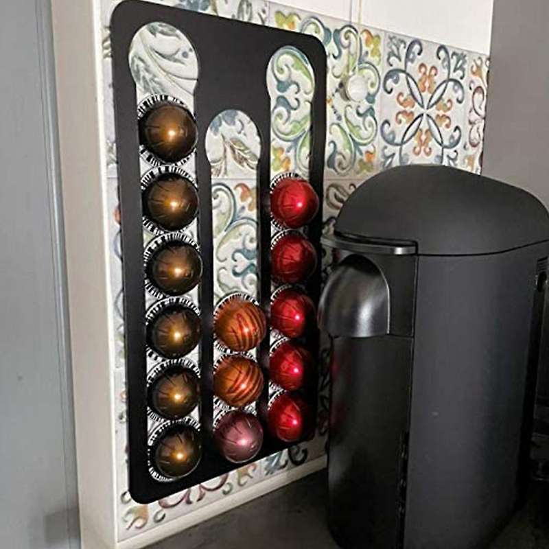 Coffee Pod Holder for Nespresso Vertuo Capsules, Capacity:17,black