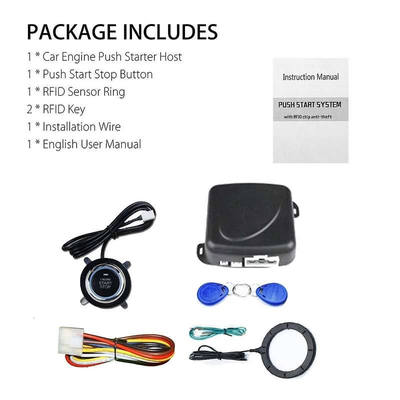 Car Ignition Switch 12v Rfid Keyless Entry Starter Alarm System Kit