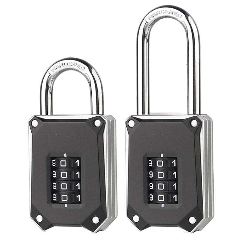 2 Pcs Combination Lock 4 Digit Combination Padlock Long and Short
