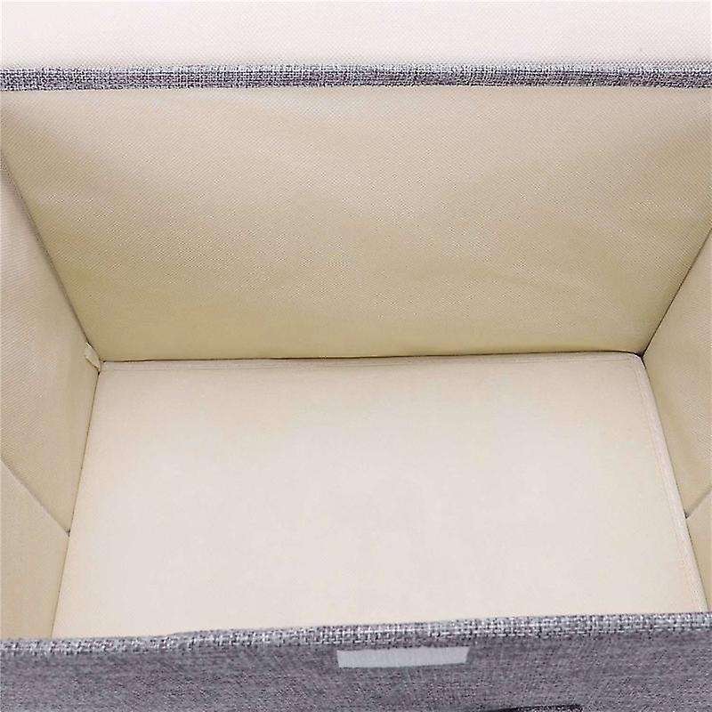 3x Cotton Linen Fabric Folding Cd Storage Boxes Foldable Bins Toys
