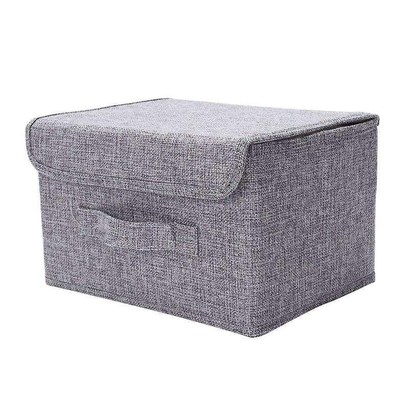 3x Cotton Linen Fabric Folding Cd Storage Boxes Foldable Bins Toys