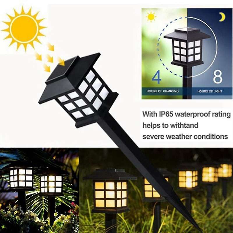 6pcs Solar Led Light Outdoor Walkway Yard Garden Lamp-white Light