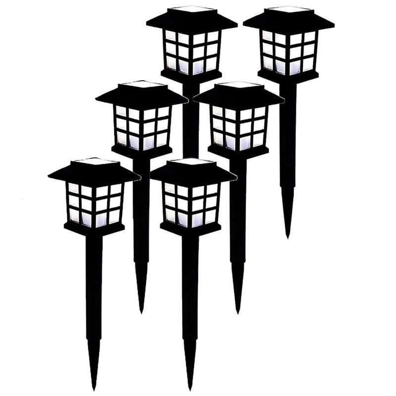 6pcs Solar Led Light Outdoor Walkway Yard Garden Lamp-white Light