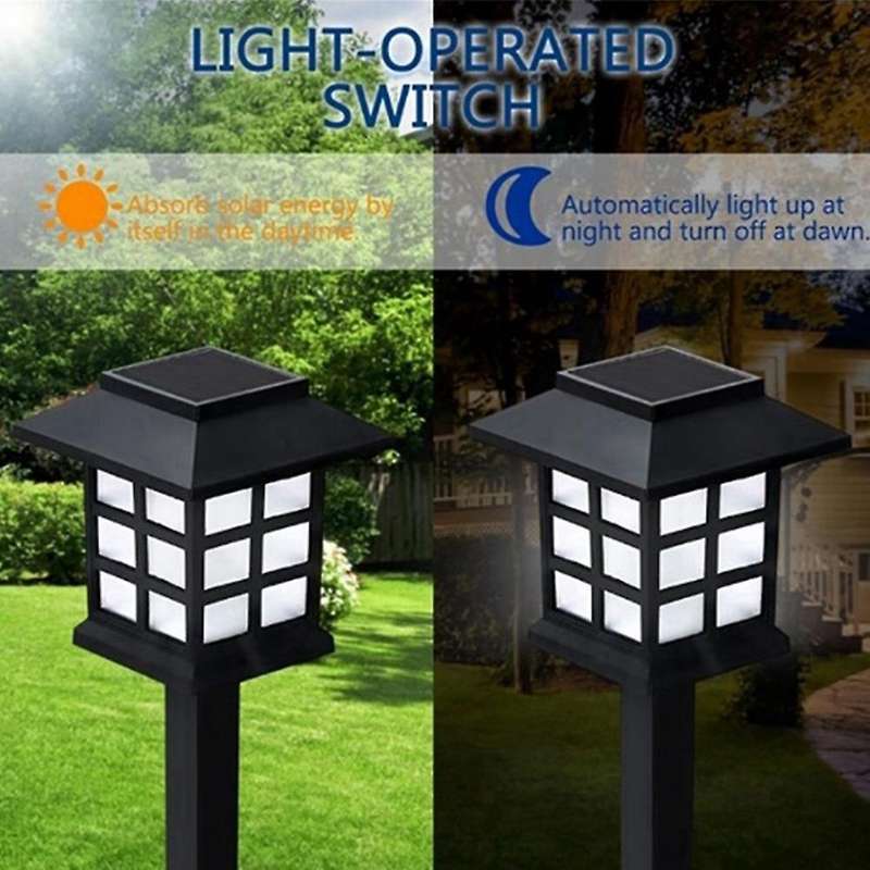 6pcs Solar Led Light Outdoor Walkway Yard Garden Lamp-white Light