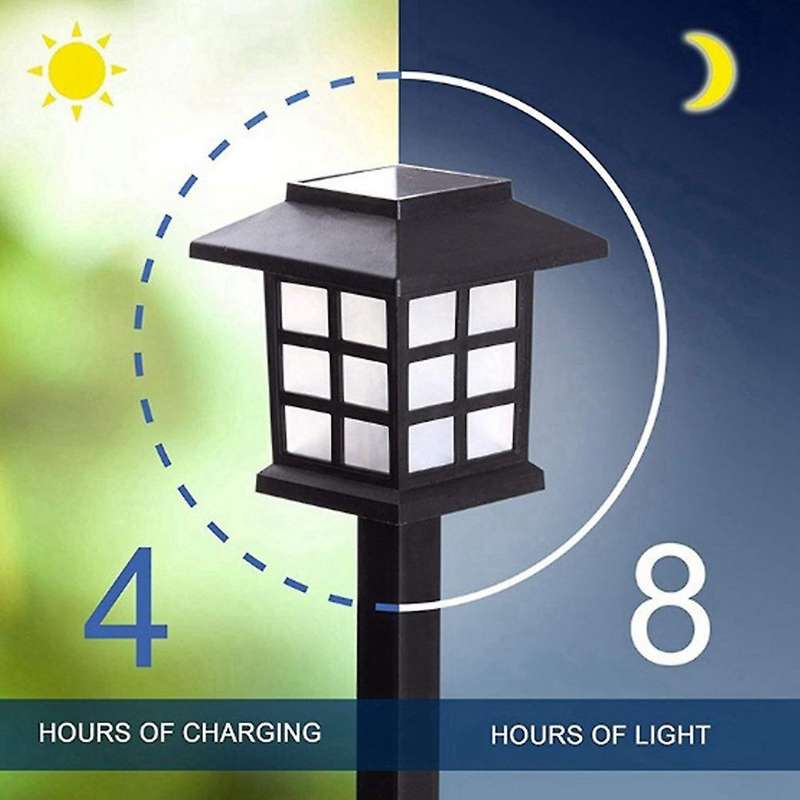 6pcs Solar Led Light Outdoor Walkway Yard Garden Lamp-white Light