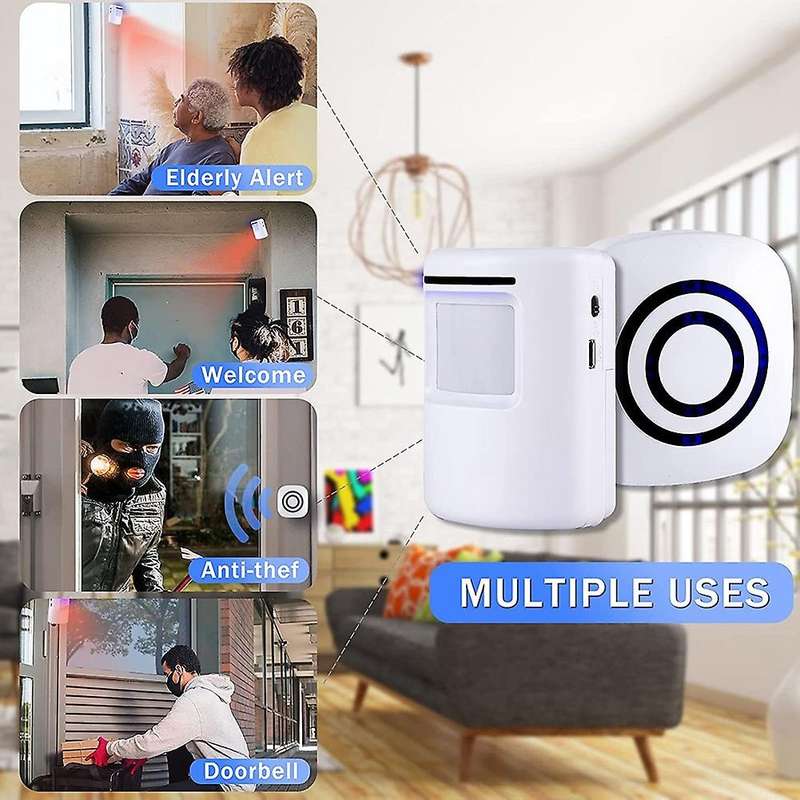 Motion Sensor Alarm System, Wireless Pir Motion with 2 Sensor Us Plug