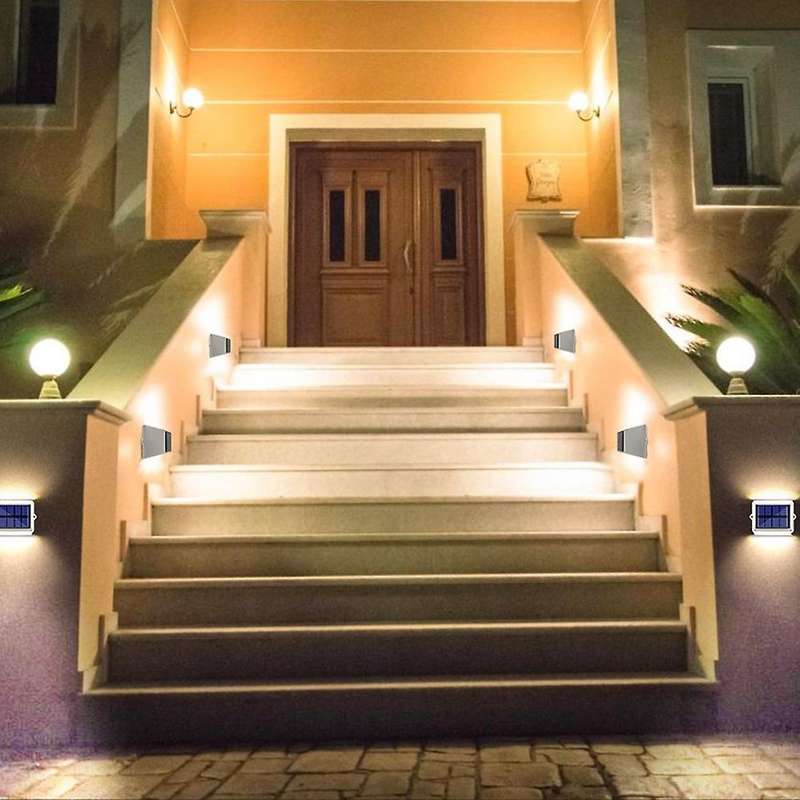 Led Solar Lights Solar Fence Lamp Auto On/off Mode 4pcs White