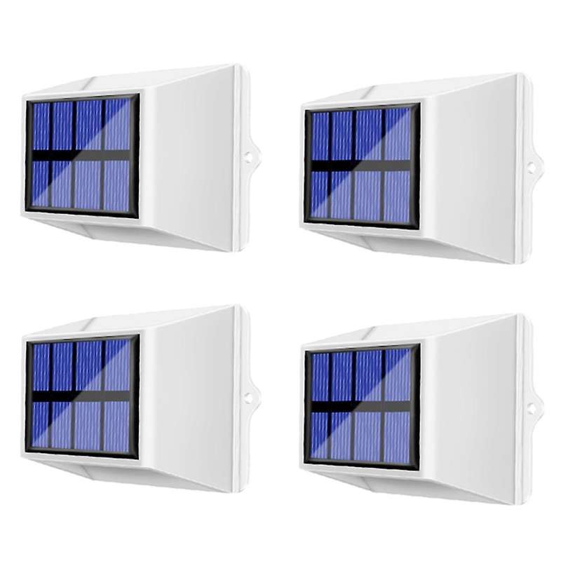 Led Solar Lights Solar Fence Lamp Auto On/off Mode 4pcs White