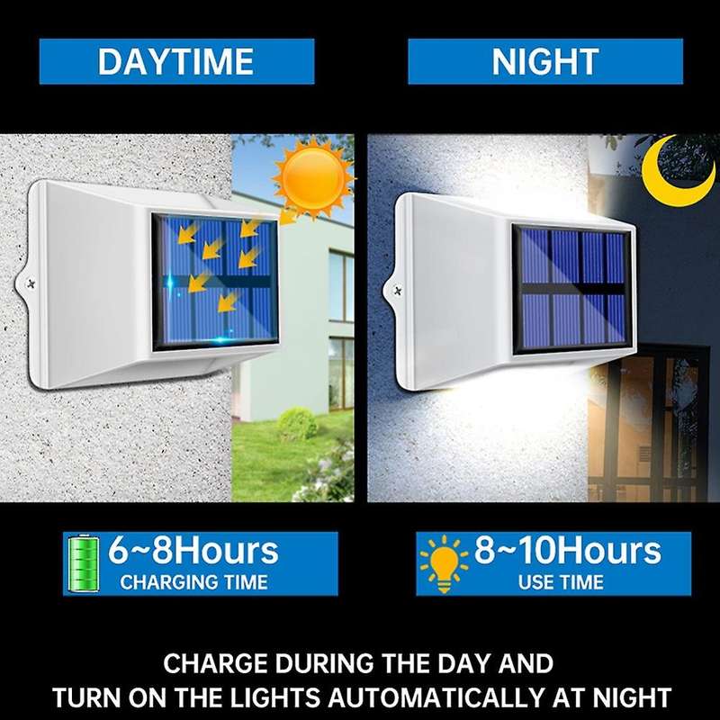 Led Solar Lights Solar Fence Lamp Auto On/off Mode 4pcs White