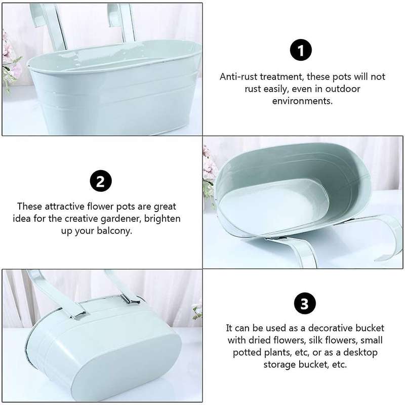 2 Pcs Flower Pot with Detachable Hook, Outdoor Flower Pot (sky Blue)