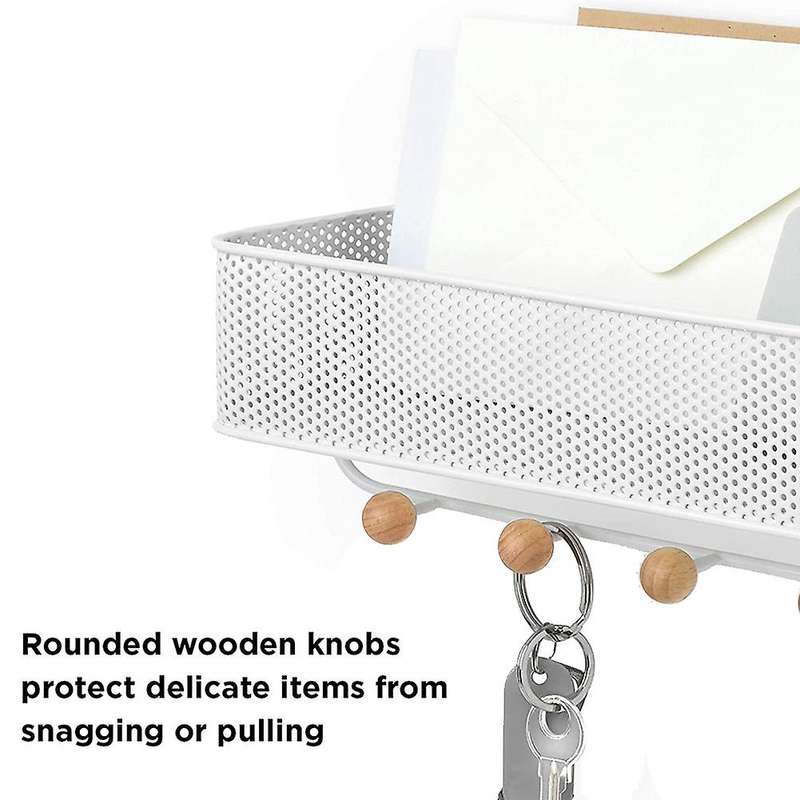 Entryway Organizer Key Holder,for Storing Keys, Mail, and More, White