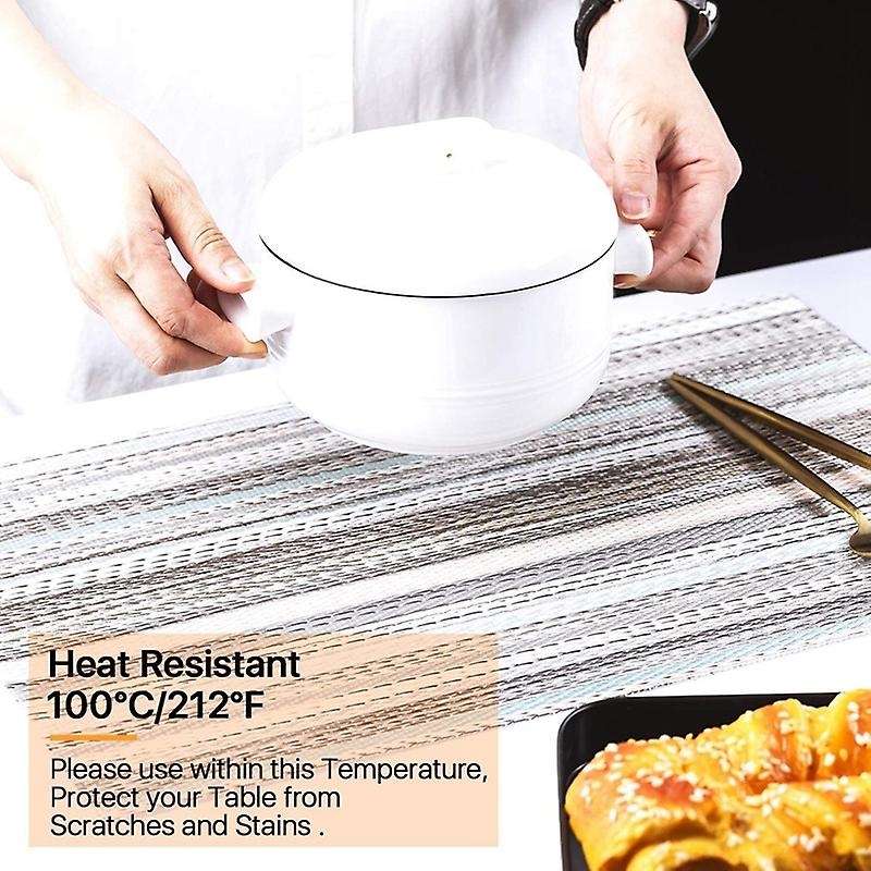 Placemats, Waterproof, Woven Place Mats for Kitchen Table 8 Pieces A