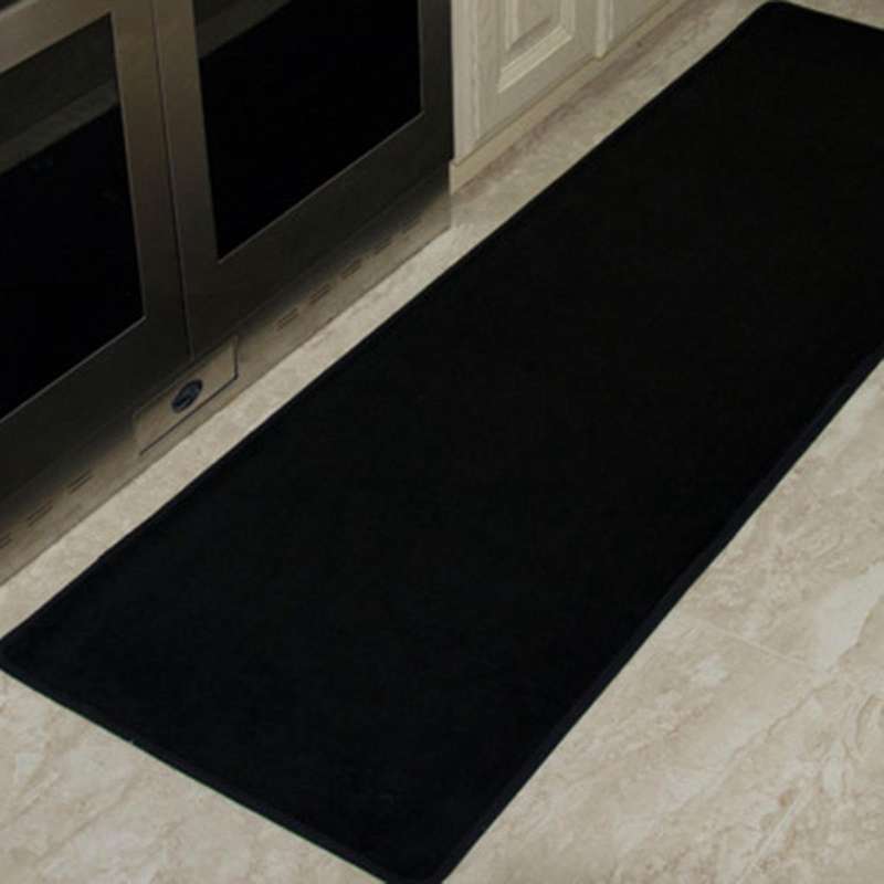 Pure Color Household Absorbent Kitchen Floor Mats Black