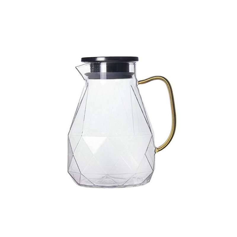 Glass Pitcher 1500ml with Lid, Diamond Pattern, for Hot/cold Water