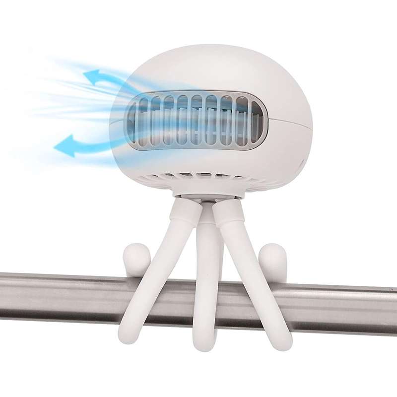 Baby Stroller Fan, Fan with 3 Breeze Settings for Baby Car Seat White