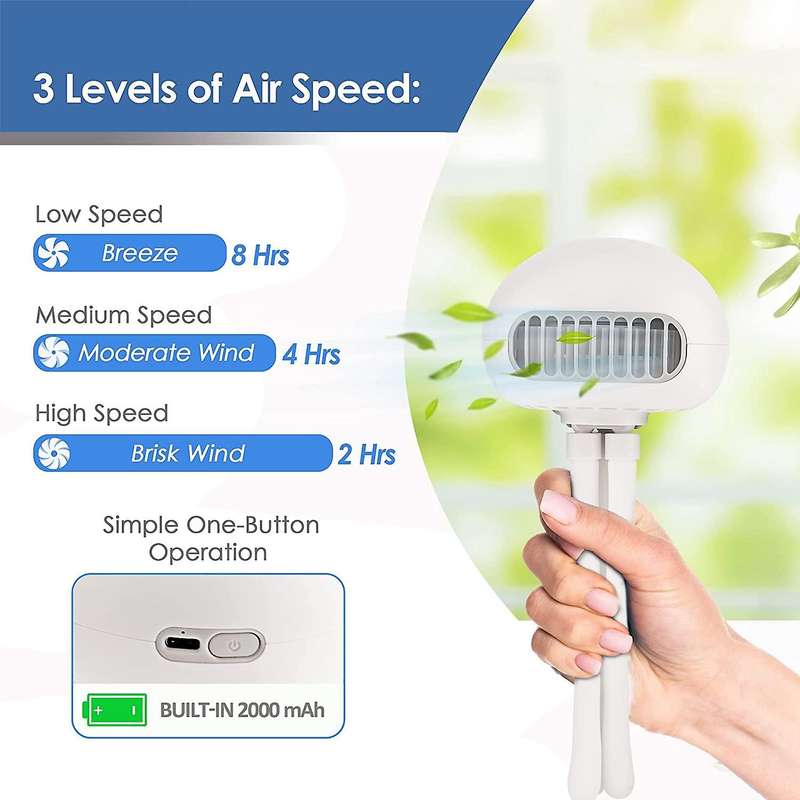Baby Stroller Fan, Fan with 3 Breeze Settings for Baby Car Seat White