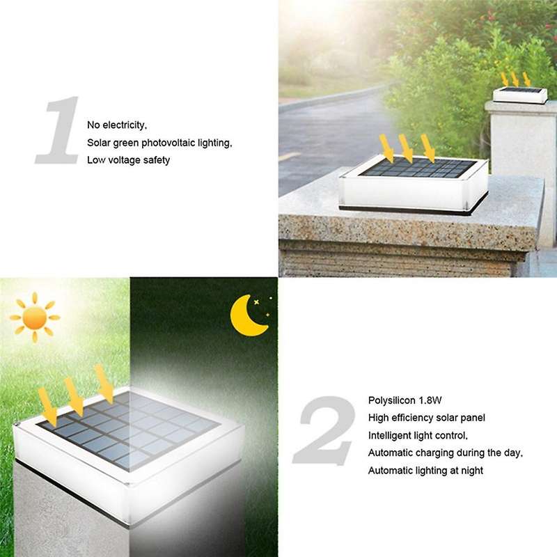 Solar Light Column Led Headlight Waterproof Modern Solar Lamp
