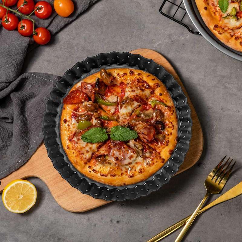 4 Pack 5 Inch Round Perforated Pizza Baking Tray with Holes for Cakes