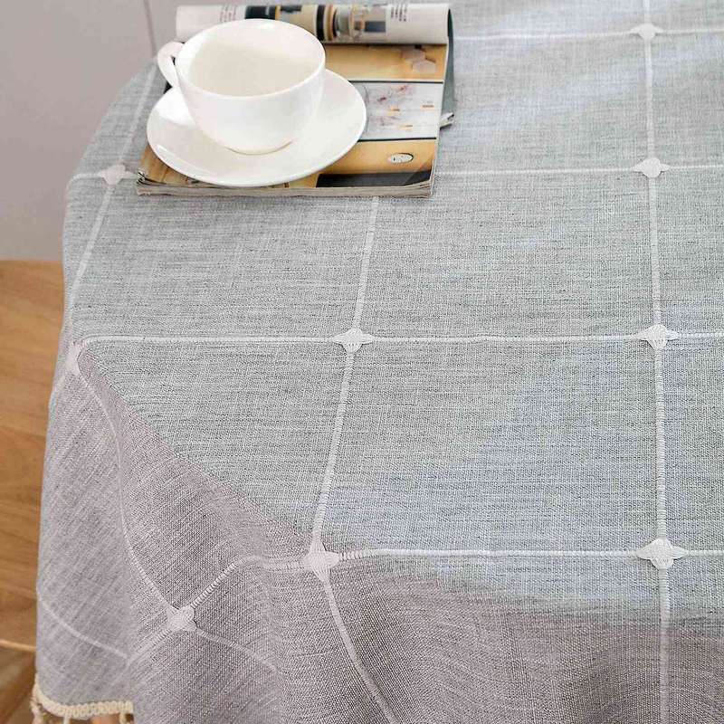 59inch Rustic Table Clothes for Round Tables (lattice Grey)